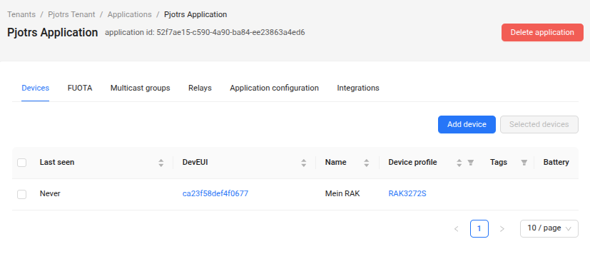 Hinzugefügtes Device in der Application. Quelle: Axel Dürkop